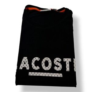Lacoste Sport Mens Graphic Logo T-Shirt Black Cotton Blend XL FR 6 F1904